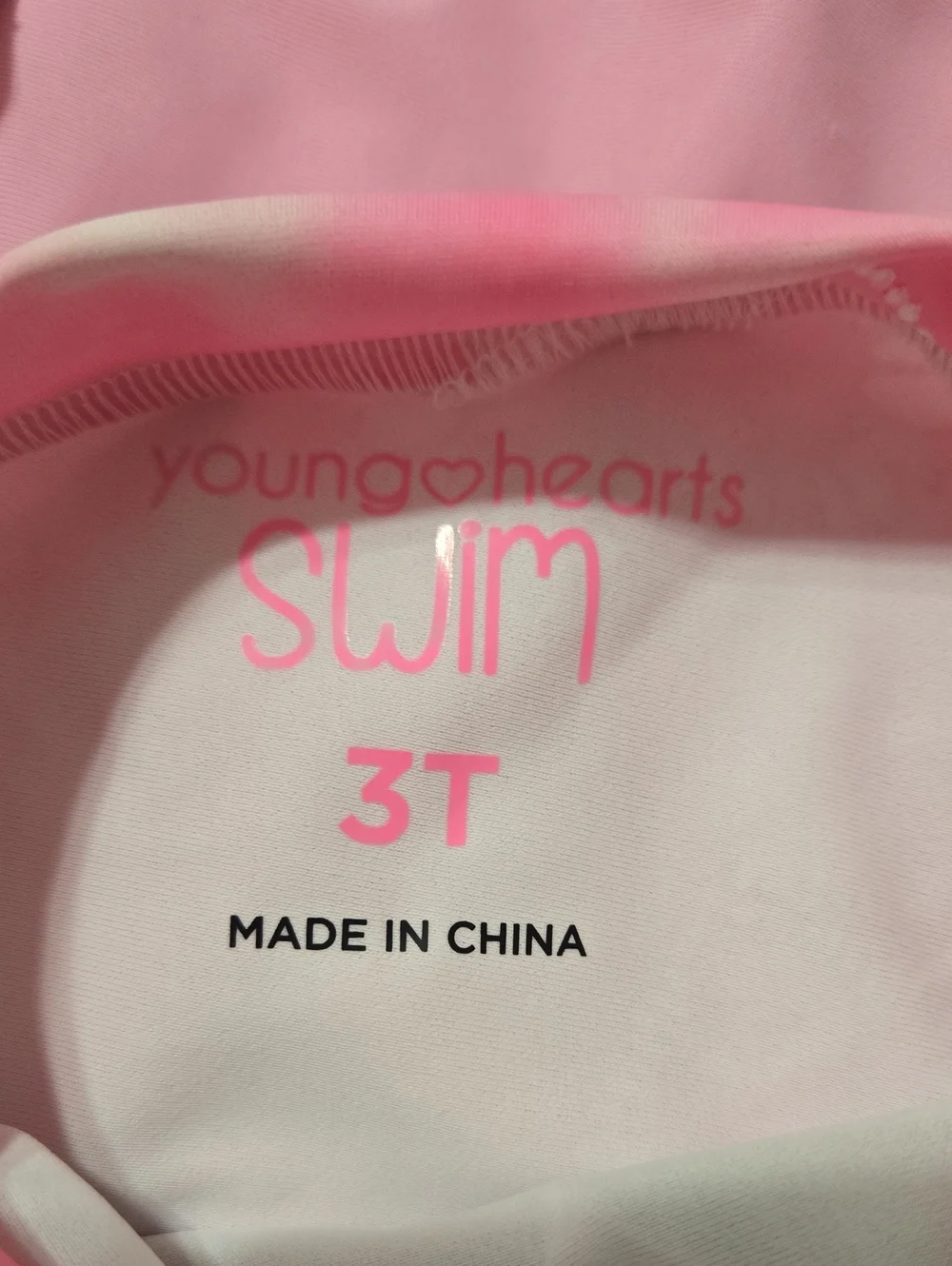 Young hearts swim 2 piece pink love rash guard and swim suit set